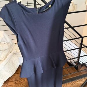 Alice + Olivia Midnight Blue Peplum Midi Dress